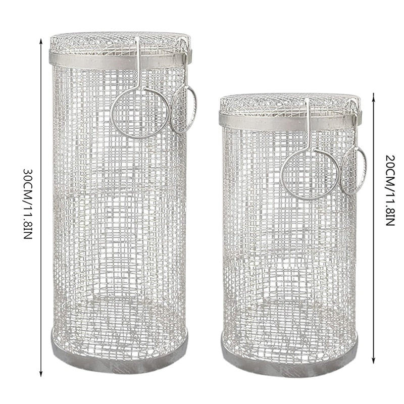 Cesta rolante para churrasco - aço inoxidável