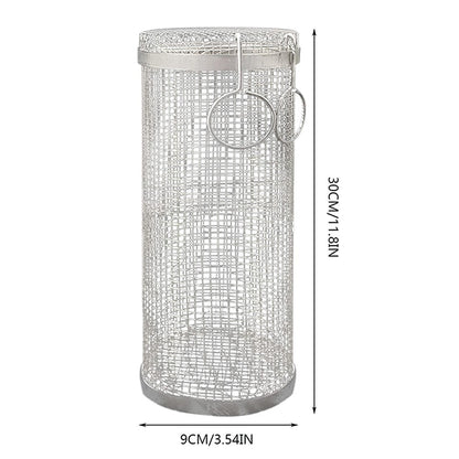 Cesta rolante para churrasco - aço inoxidável